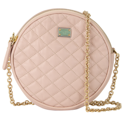 Round Quilted Crossbody, Leather, Pink, MII, DB, 2*